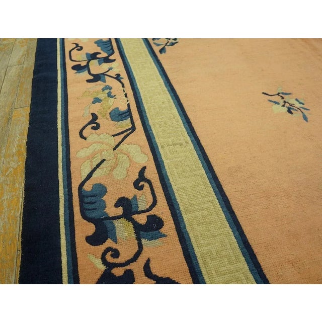 Early 20th Century Beautiful Salmon Gound Color With Medallion/Crest Design Antique Chinese Peking Rug For Sale - Image 5 of 9