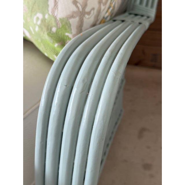 Mid 20th Century Restored Mid-Century Coastal Rattan Sofa in Catalina With Sunbrella Fabric For Sale - Image 5 of 12