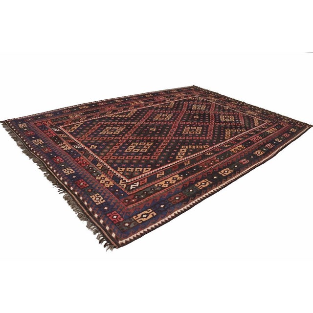 Fine Hand-woven Afghan Ghalmouri Kilim from central Afghanistan. Typically geometric designs are used and these Kilims...
