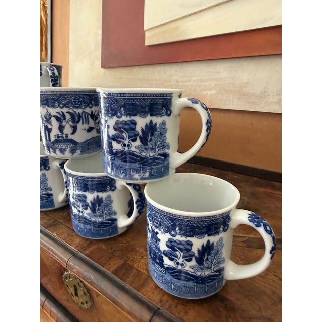 1970s Blue Willow Coffee Mugs - Set of Eight (8) For Sale - Image 4 of 12