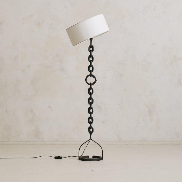 Brutalist 1950s French Brutalist Chain-Link Floor Lamp in Manner of Jean-Pierre Ryckaert For Sale - Image 3 of 8