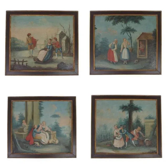 18th Century Romantic Italian Paintings - Set of 4 For Sale - Image 11 of 11