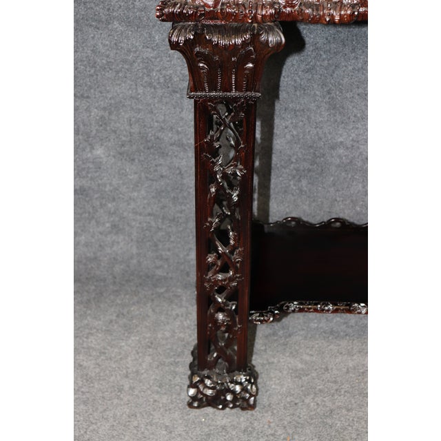 1920s Dragon Carved 1900's English Chinese Chippendale Style English Mahogany Vitrine For Sale - Image 5 of 11