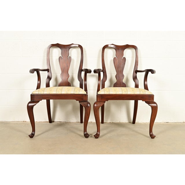Henkel Harris Queen Anne Solid Mahogany Armchairs, Pair For Sale - Image 16 of 16
