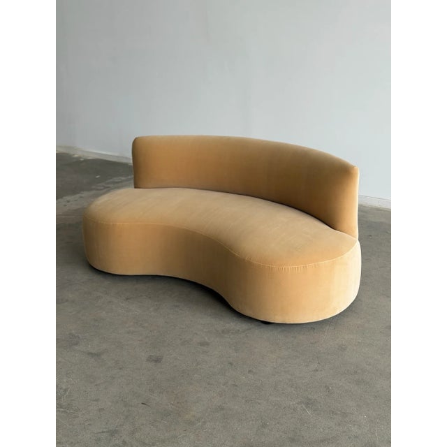 Kidney Sofa in Butter Cotton Velvet For Sale - Image 10 of 12