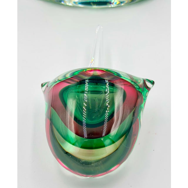 Glass 1950s MCM Murano Sommerso Teqnique Art Glass Sculpture Perfume Bottle Signed For Sale - Image 7 of 12