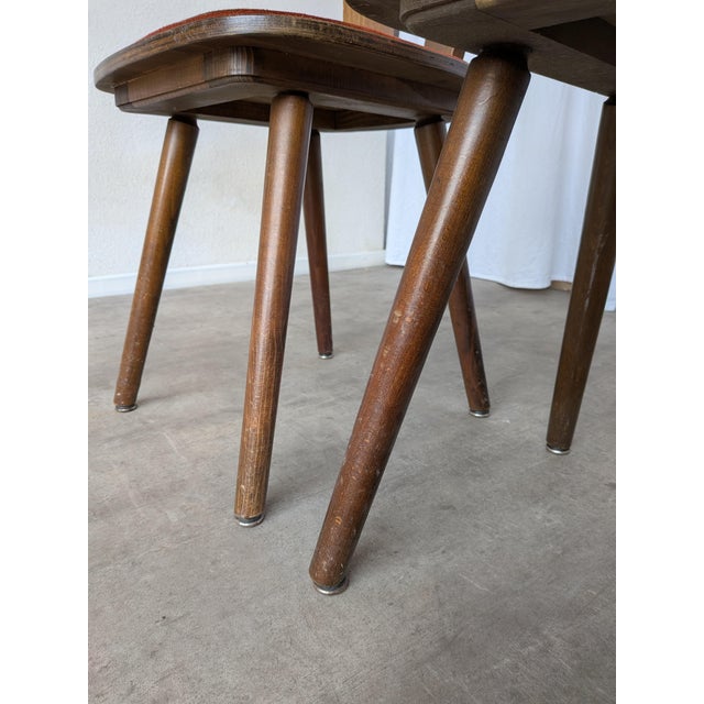 Vintage Tyrolean Dining Chairs with Red Fabric Seats, 1970s, Set of 4 For Sale - Image 12 of 18