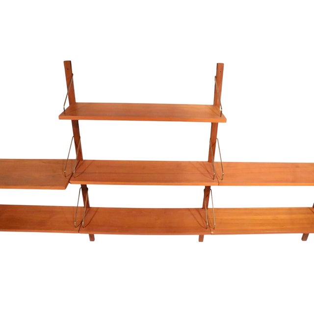 Wood Mid Century Danish Modern Wall Shelf Unit After Cadovius C. 1950/60's For Sale - Image 7 of 18