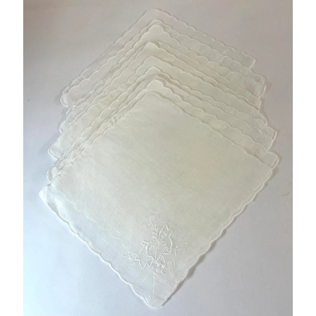Mid 20th Century Vintage Cocktail Napkins With Embroidered Leaf Design - Set of 10 For Sale - Image 5 of 8