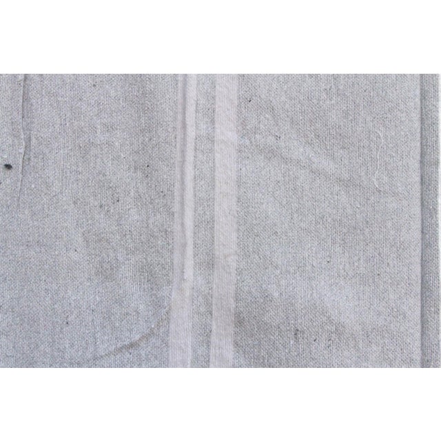 1990s Dove Grey Striped Moroccan Pom Pom Blanket For Sale - Image 5 of 7