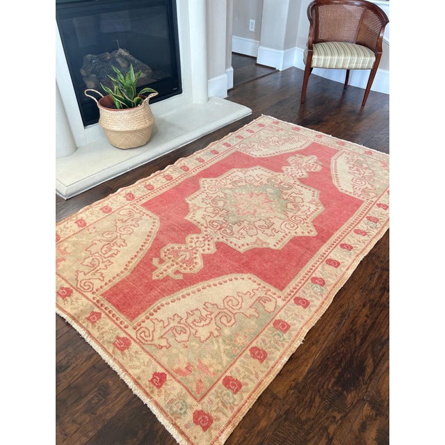 Textile Mint Green Handmade Cappadocia Rug For Sale - Image 7 of 8