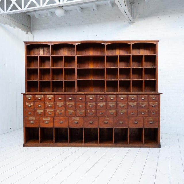 Tan Large Vintage Hardware Store Cabinet, 1920 For Sale - Image 8 of 8