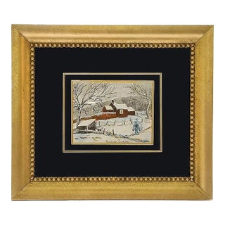 Early 20th Century Paul-Emile Pissarro - Chaumiere Sous La Neige, Watercolor & Charcoal For Sale