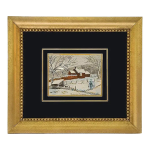 Early 20th Century Paul-Emile Pissarro - Chaumiere Sous La Neige, Watercolor & Charcoal