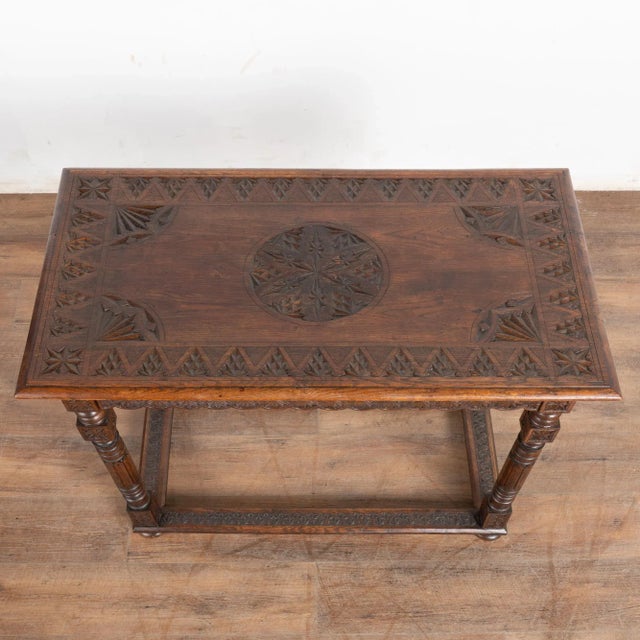 French Provincial 19th Century Carved French Oak Side Table For Sale - Image 3 of 13