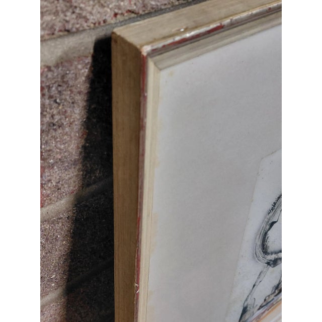 Wood Framed Signed Akston "Puzzled" Oil on Paper For Sale - Image 7 of 10