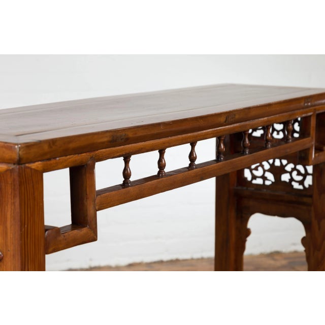 Chinese Late Qing Dynasty Altar Console Table with Foliage Carved Apron For Sale - Image 12 of 13