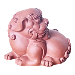 Vintage Asian Foo Dog of Yi-Xing Purple Clay Ceramic