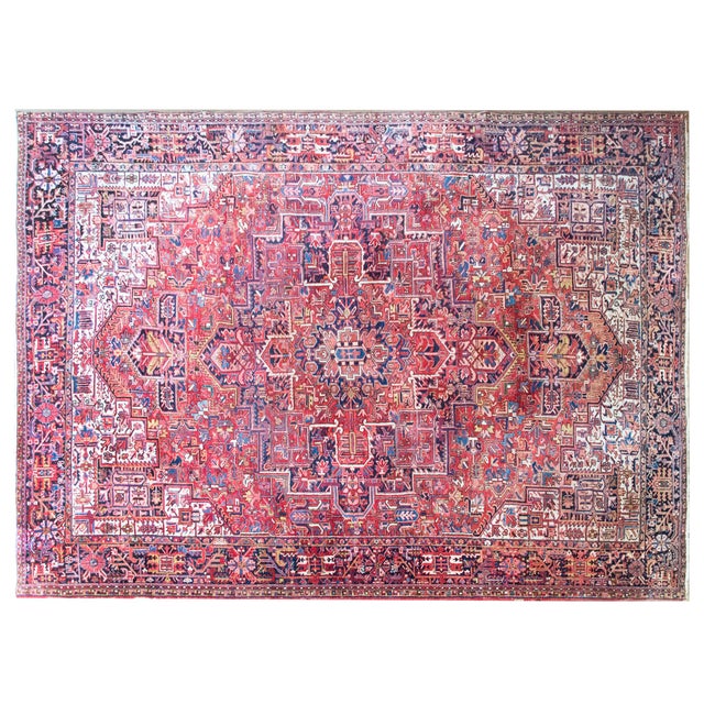 Traditional Mid 20th Century Persian Heriz Rug For Sale - Image 3 of 16