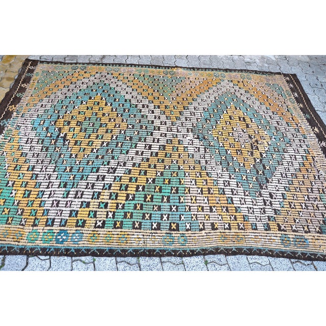 Orange 1960s Oversize Turkish Handmade Vintage Rug For Sale - Image 8 of 11