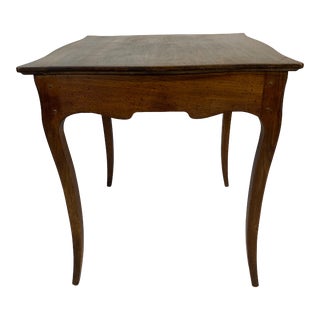 1950s French Provincial Walnut Louis XV Side Table With Pullout Tray For Sale