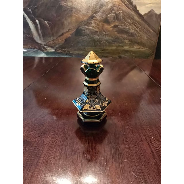 Antique Moser Bohemian Glass Emerald Green Perfume Bottle For Sale - Image 11 of 12