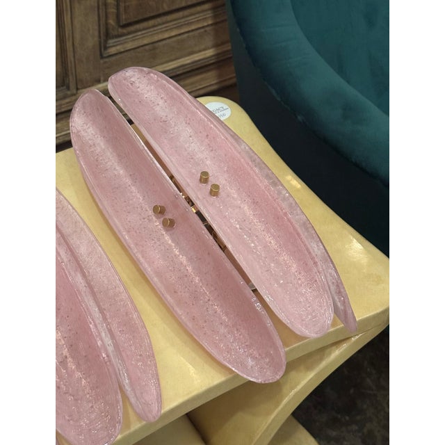 Modern Pair of Murano Pink Glass Bespoke Sconces For Sale - Image 3 of 6