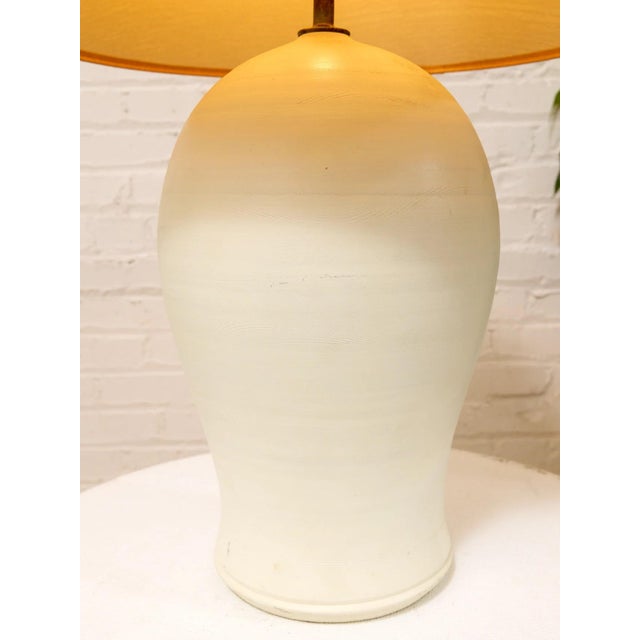 Vintage White Sculptural Table Lamp With Brown Shade For Sale - Image 4 of 7