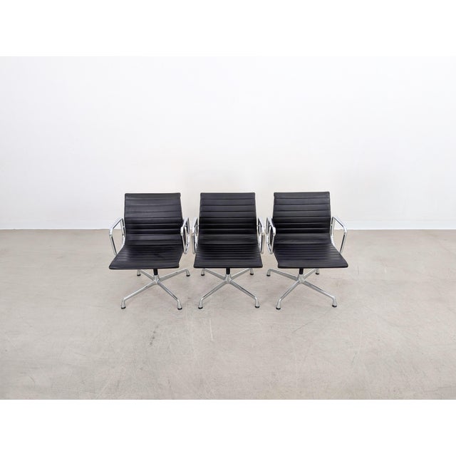 Vitra EA 108 Chair in Black Leather by Charles & Ray Eames for Vitra For Sale - Image 4 of 17