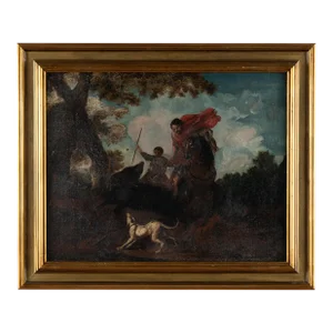 Original Oil on Canvas Painting of Hunter on Horseback, Italy Circa 1760-80