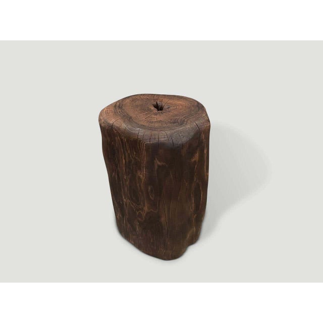 2010s Andrianna Shamaris Modern Organic Charred Tall Side Table For Sale - Image 5 of 6