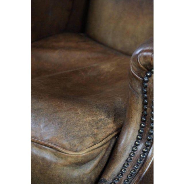 Vintage Club Chair in Sheepskin Leather For Sale - Image 15 of 18