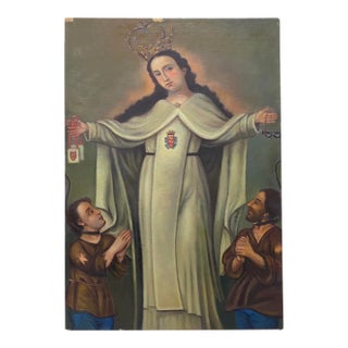 Mid 20th Century "Our Lady of Mercy and the Redemption of Captives" Original Oil Painting For Sale