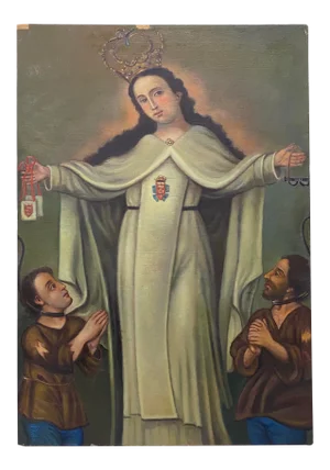 Mid 20th Century "Our Lady of Mercy and the Redemption of Captives" Original Oil Painting