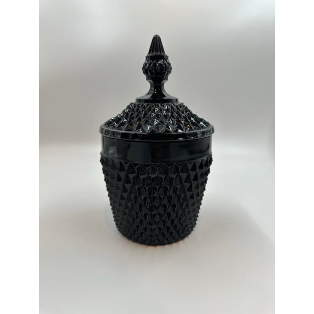 1950s Mid-Century Modern Cameo Black "Diamond Point" Glass Ice Tub Bucket by Tiara Indiana For Sale In Washington DC - Image 6 of 8