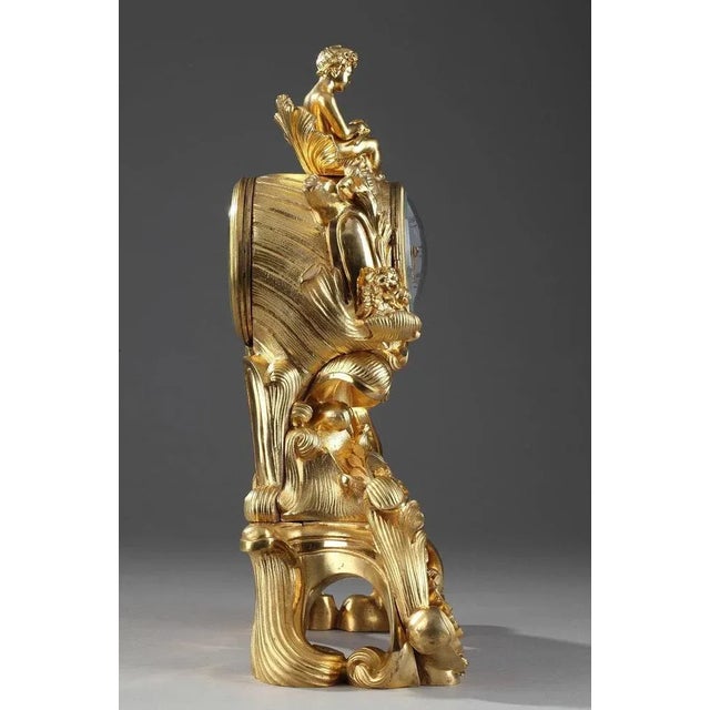 19th Century Napoleon III Gilt Bronze Clock in Rocaille Style For Sale - Image 5 of 11