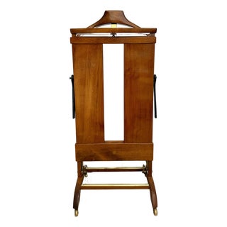 1950s Italian Fratelli Reguitti Wood & Brass Gentleman’s Valet Trouser Press For Sale