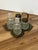 Vintage 4-Piece Glass and Metal Condiment Cruet Set - 5 pcs For Sale - Image 9 of 9