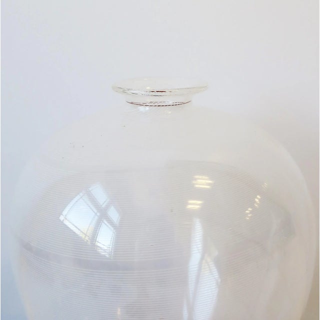 White and Transparent Clear Art Glass Urn Form Vase For Sale - Image 9 of 12