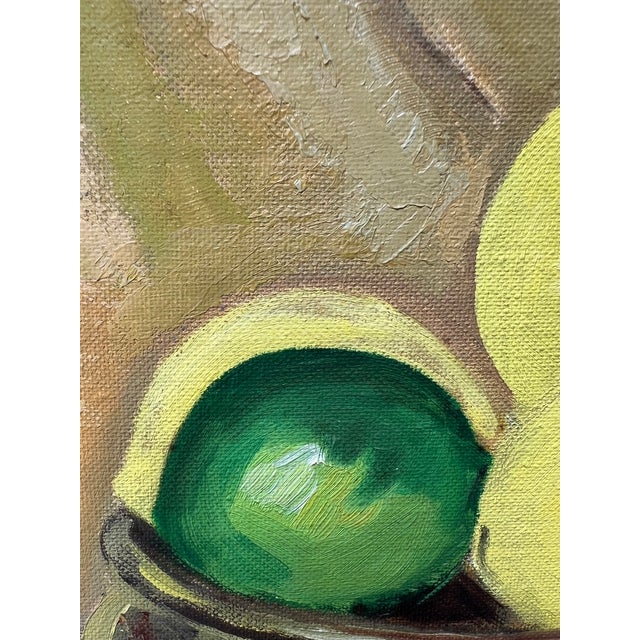 Mustard 1968 Framed Citrus Still Life Oil Painting, Signed For Sale - Image 8 of 16