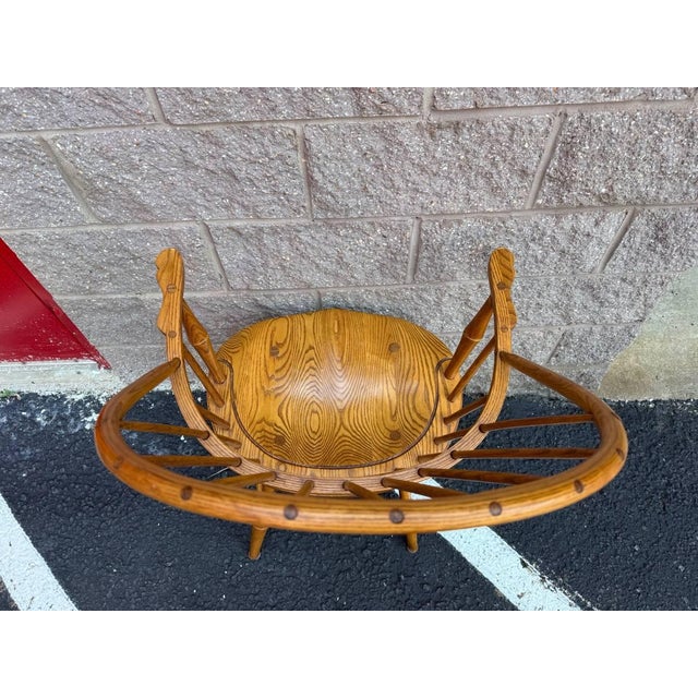 Late 20th Century Bent Brothers Colonial Style Bow Back Windsor Oak Wood Dining Chairs For Sale - Image 9 of 16