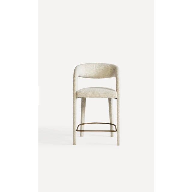 Contemporary Set of 3 Hagen Bouclé Counter Stools by Four Hands (Originally Sold at Anthropologie) For Sale - Image 3 of 7