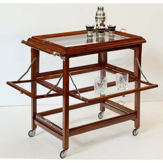 Italian Mid-Century Modern Drinks Trolley or Bar Cart With Removable Trays For Sale - Image 14 of 16