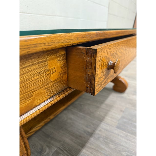 Antique 1920s-1930s Empire Tiger Oak Coffee Table Cocktail Table For Sale - Image 9 of 13