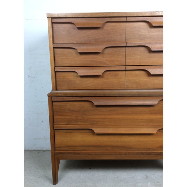 Johnson Carper Mid Century Modern Five Drawer Highboy by Johnson Carper For Sale - Image 4 of 16