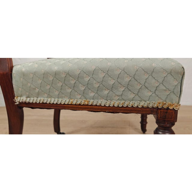 Edwardian Nursing Chair with Inlaid Motif Castors Upholstery, 1910 For Sale - Image 11 of 15