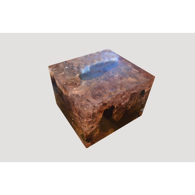 Andrianna Shamaris Cracked Resin and Teak Wood Coffee Table For Sale - Image 10 of 18