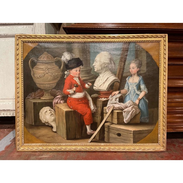18th Century French “Four Arts” Allegorical Paintings After Carle Van Loo For Sale - Image 9 of 18