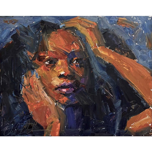 Constantly Waiting by Clyde Steadman | Oil Painting of a woman with hands on her face For Sale