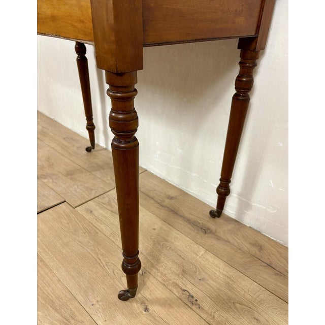 Antique English Style Wooden Writing Table with Leather Top and Drawers, 1930s For Sale - Image 9 of 13